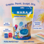 NARA Paper Mache Powder with Glue Included Extra Soft, Air Dry Paper Pulp for DIY Craft, School Projects & Kids Art Activities, Non-Toxic & Gluten-Free Sculpting Material, 100g - Image 4