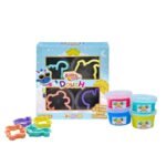 Kiddy Clay 4 Colours Modelling Dough Set - 25g Each - 4 Tubs, 4 Fun Shape Cutters, Soft, Air-Drying Clay for Creative Crafting, Packed in Paper Box, Ideal for Arts, Crafts & DIY Projects - 100g