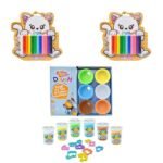 Kiddy Clay Combo Pack of 3 – Includes 6-Color Dough Set with 6 Tubs, 10 Shape Cutters & 2 x 12- Clay Round Stick Sets (200g Each) – Ideal Gift for Kids, Soft Clay for Arts, Crafts & DIY Creativity