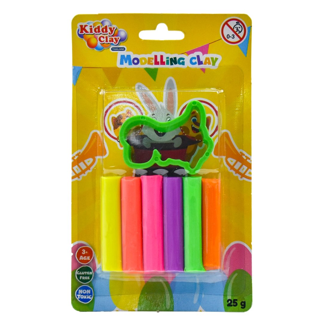 1 Kiddy Clay Modelling & Sculpting (25g.) & Shape Maker in Blister Card, Colourful Reusable DIY Soft, Creative Art Skill & Crafts, Ideal Gift for Kids - Sticks of Clay & Blister Card - Image 1