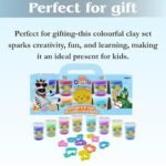 Kiddy Clay 8 Colours Modelling Dough Set - 50g Each - 8 Tubs, 10 Shape Cutters & Mini Roller, Soft, Clay for Creative, Packed in Paper Box, Ideal for Arts, Crafts & DIY Projects - 400g - Image 3