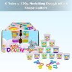 Kiddy Clay 6 Colours Modelling Dough Set - 120g Each - 12 Tubs, 12 Fun Shape Cutters, Soft, Air-Drying Clay for Creative Crafting, Packed in Display Box, Ideal for Arts, Crafts & DIY Projects - 720g - Image 3