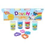 Kiddy Clay 4 Colours Modelling Dough Set - 100g Each - 4 Tubs, 4 Fun Shape Cutters, Soft, Air-Drying Clay for Creative Crafting, Packed in Sleeve Pack, Ideal for Arts, Crafts & DIY Projects - 400g