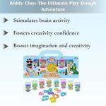 Kiddy Clay 8 Colours Modelling Dough Set - 50g Each - 8 Tubs, 10 Shape Cutters & Mini Roller, Soft, Clay for Creative, Packed in Paper Box, Ideal for Arts, Crafts & DIY Projects - 400g - Image 5