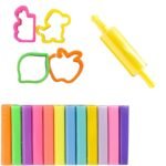Kiddy Clay Round Sticks of Clay (150g.) 4 Cutters and Roller in Blister Card, Colourful Reusable DIY Soft, Creative Art Skill & Crafts, Ideal Gift for Kids – Sticks of Clay & Blister Card - Image 3