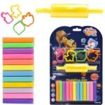 Kiddy Clay Round Sticks of Clay (150g.) 4 Cutters and Roller in Blister Card, Colourful Reusable DIY Soft, Creative Art Skill & Crafts, Ideal Gift for Kids – Sticks of Clay & Blister Card - Image 2