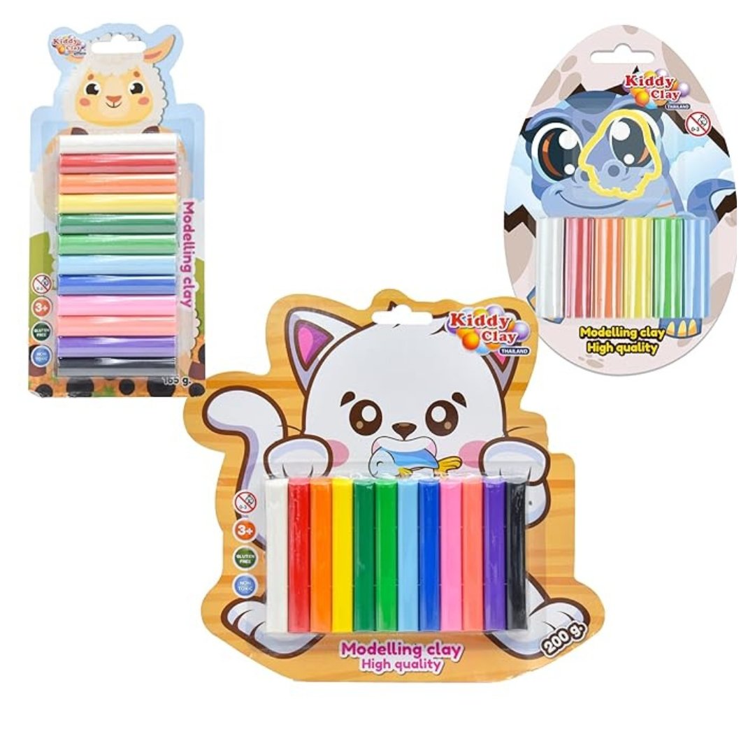 Add a subheading (4) Modelling & Sculpting Clay Set for Soft & Slim Clay - Multicolor - Non-Sticky Material – Ideal for Arts, Crafts, and School Projects - Pack of 3 (200g, 165g & 50g) - Image 1