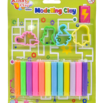 12 Modelling & Sculpting Clay with 4 Cutters (150 g.), Creative Art & Crafts, Colorful Reusable DIY Children Soft Clay, Ideal Gift for Kids, Blister Card Pack, 12 Pastel Colors