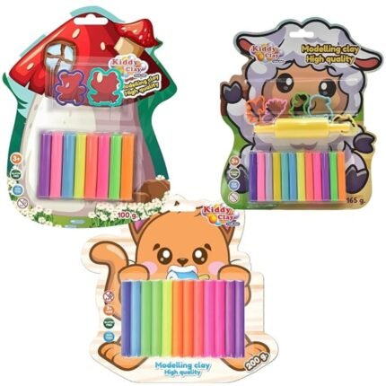 Kiddy Clay Modelling & Sculpting Clay Set for Soft and Slim - Multicolor - Non-Sticky Material, Ideal for Arts, Crafts, and School Projects - Pack of 3 (100g, 165g & 200g)
